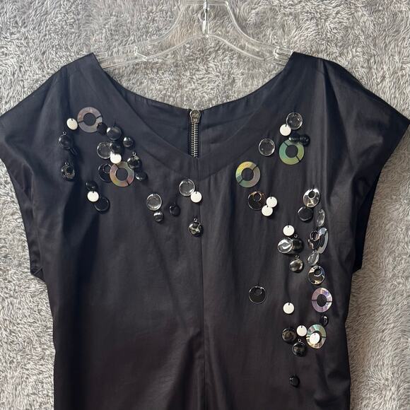 Robert Rodriguez LBD Holidy Party Embellished Dress Women Size 4 Black Silver - Picture 7 of 16